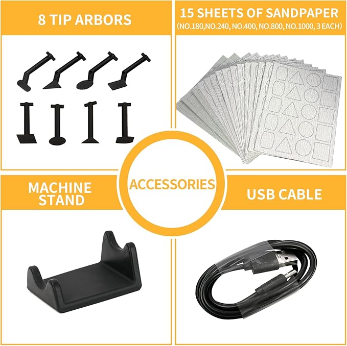 Cordless Pen Sander, 5-Speed and USB Charging with LED Light, Multi-Purpose Power Tool, Mini Power Sander for Sanding, Polishing, Finishing, DIY Crafts