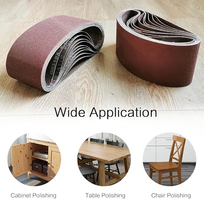 6 x 48 in 6x48 Sanding Belt Pack 6-Inch x 48-Inch,6 Pcs(2 Each of 80 120 150 Grits) Aluminum Oxide for Sander