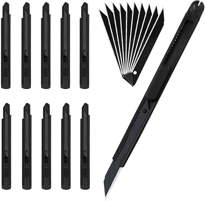 Utility Razor Knife for Crafts, Box Cutters, Exacto Knife, Paper Cutter, Letter Envelope Opener, 10pcs Blades Set (Cool Utility Knif)