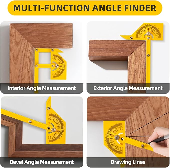 2 Pcs Protractor Angle Finders, Adjustable Protractors 0°-180° with Locking Nut(for Exterior, Interior, Bevel Angles), Portable Angle Measurement Tools for Carpenters & Woodworking Hobbyists & DIYer