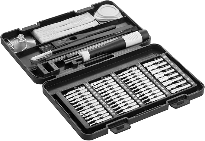 VEVOR Screwdriver Set, 59-Piece Small Precision Screwdriver Set with Phillips, Flat Head, Torx, Pentalobe Bits, Tweezer for Men, Mini Cleaning Repair Tool Kit for iPhone, MacBook, Laptop, Computer