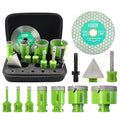 Tile Hole Saw Kit Diamond - FACHLICH 11pcs 2-1/2" Diamond Core Drill Bits Set and 4.5" Diamond Cutting Grinding Blade for Porcelain Ceramic Tile Marble Granite etc