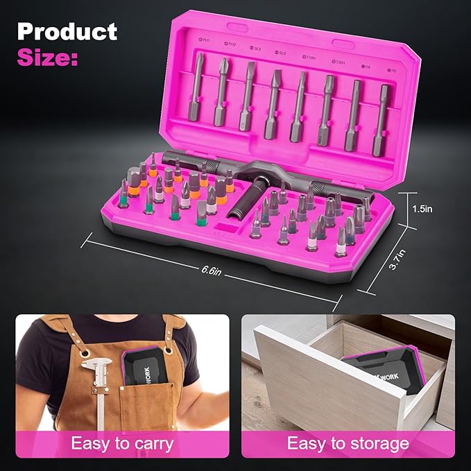 Ratchet Screwdriver Set, 42-in-1 Magnetic Bit Screwdriver Set With Detachable Ratchet Handle, Repair Tool Set for Furniture, Computers, Bicycles and DIY Project, Screwdriver Tool Kit for Women