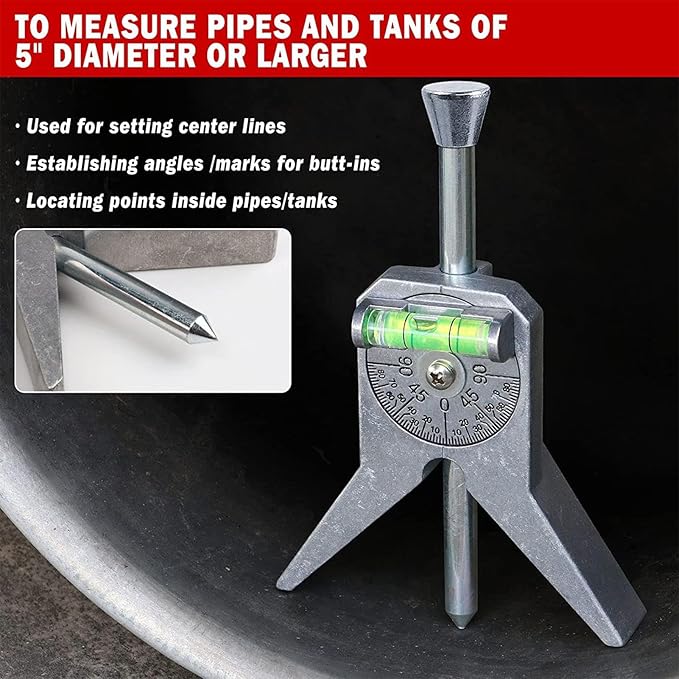 Pipe Center Finder, Stainless Steel Safety Pipe Marker Centering Tool Adjustable Center Finder Tool Upgraded Pipe Fitter Tools for Marking and Positioning Diameter Pipe