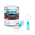 HKS 50 PCS Ring Terminals 3/8" Blue 16-14 AWG - M10 - Electrical Connectors - Heat Shrink Wire Connector Kit - Tinned Red Copper - Automotive Marine Ring Connectors - Waterproof and Insulated