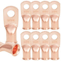 10PCS 2AWG - 5/16'' Heavy Duty Copper Terminals,Battery Cable Crimp Lugs,Battery Cable Ends,Bare Copper Eyelets Tubular Ring Terminals,Closed End Crimp Electric Connectors