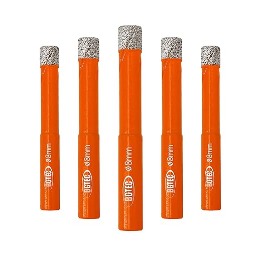 Dry Diamond Drill Bit Set,BGTEC 5pcs 5/16" 8mm Hole Saw for Granite,Marble,Masonry, Concrete, Tile/Ceramic, Glass, Hard Plastic,Vacuum Brazed Diamond Core Drill Bit Kit
