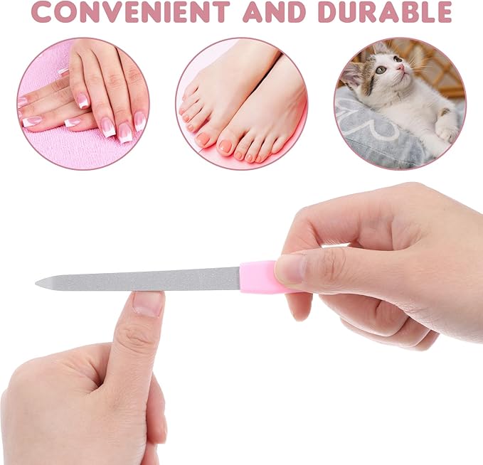 Metal Nail File Set 6 Pcs Metal Nail Files for Women, Anti-Slip Handle Sword Shape, Stainless Steel Nail Files with Sharp Pointed Tip for Natural Nails in Multicolored
