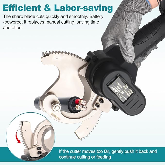 54mm Heavy Duty Cable Cutters Kit, 18VDC Cordless Rechargeable Electrical ACSR Cutting Tool for Copper and Aluminum, 2 4Ah Batteries & 1 Battery Charger Included