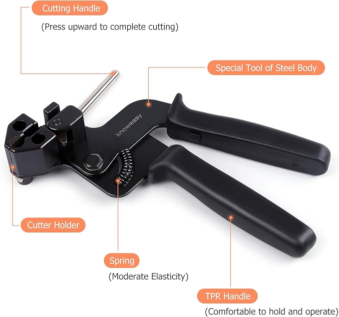 Knoweasy Stainless Steel Cable Tie Gun, Cable Tie Tool and Zip Tie Tool Ideal for Home, Office, and Industrial Use