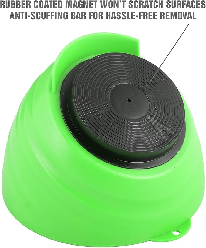 OEMTOOLS 25114 Magnetic Nut Cup, Magnetic Bowls for Holding Nuts and Bolts, 6 Inch Cup Diameter, Coated Magnet Sticks to All Ferrous Metal Work Surfaces,Green