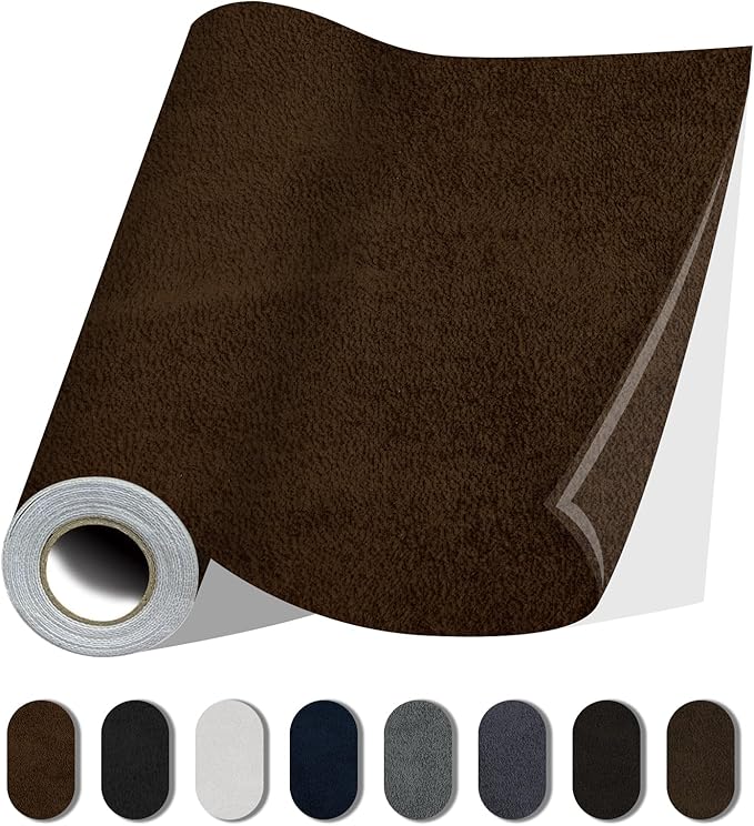 Fabric Repair Patches, 17X158 Inch Self-Adhesive Suede Patches Tape Durable, DIY Large Fabric Repair for Sofa, Couches, Furniture, Chair, Clothing （17X158 Inch, Brown）