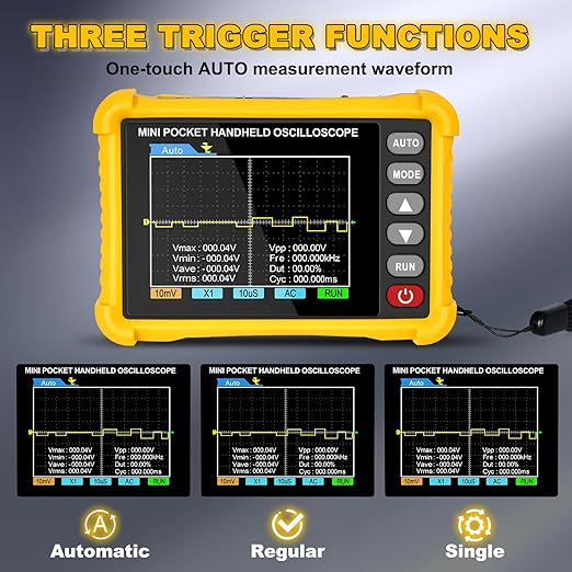 Mini Handheld Oscilloscope Kit, 2.5MS/s Portable Pocket Oscilloscope Multimeter,250KHz Bandwidth, 2.8" TFT Display,USB Rechargeable, Advanced Auto Trigger System, Portable for Fieldwork