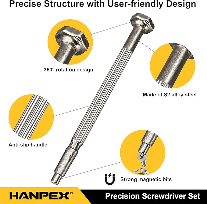 Precision Screwdriver Set, 11 Pieces, Mini Flathead and Phillips, for Glasses, Watches, Electronics Repair