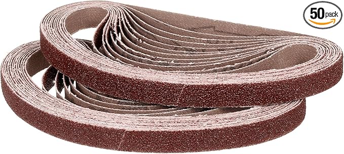 3/8 x 13 Inch Sanding Belt, 50 Pcs 60 Grit Knife Sharpener Belts Work Sharpening for Belt Sander Knife Carving Tool Metal Working