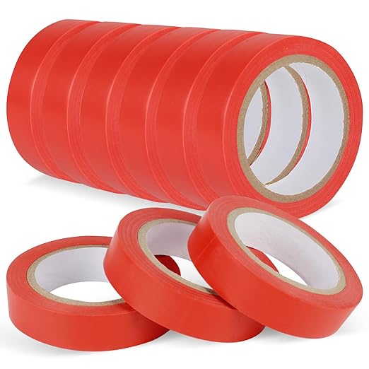 Romeda 9 Pack Electrical Tapes, Electrical Tape Water, Sun, and Oil Resistant, Electrical Tape is Suitable for Most Domestic, Commercial, and Industrial environments - Red