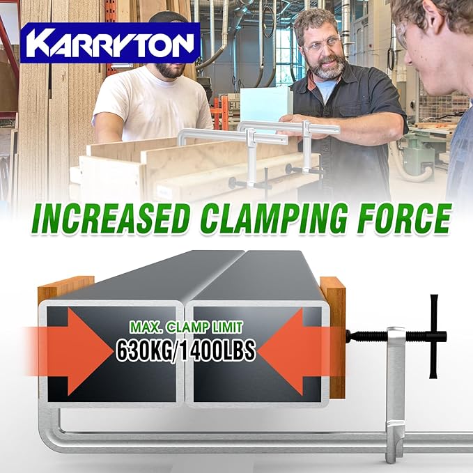 2-Pack Heavy Duty 20"(500x120mm) F-Clamp w/ 4-3/4" Throat Depth, Bar Size 1"x15/32", 1400LB Clamping Force, Drop Forged Steel Bar Clamps for Wood, Metal, Pipe, Welding and DIY Projects