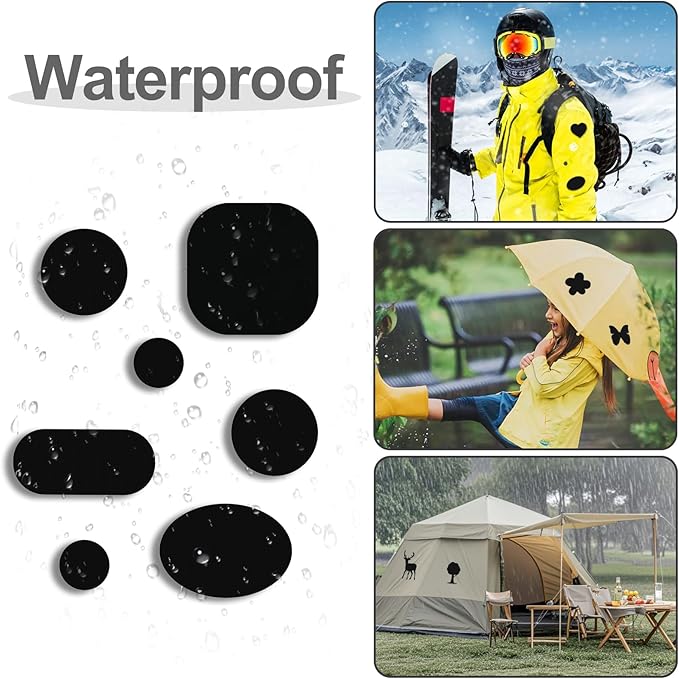 45PCS Nylon Repair Patch Self-Adhesive Pre-Cut Fabric Patch Down Jacket Repair Patches for Puffer Jackets Tenacious Tape Polyester Waterproof Lightweight Tent Repair Patch for Clothes Bag（Black）