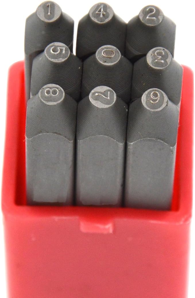 9pcs Heavy Duty Steel Stamp Uppercase Number 1/16" 1.5mm Hand Stamping Character Mark Code Alphabet Punch Kit for Metal Jewelry Crypto Plate Leather