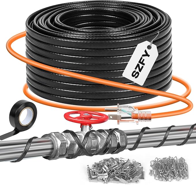 3FT~200FT Heat Tape for Water Pipes, -40°F Deicing Cable,Pipe Heat Cables for Roof,Gutter，Farm，Freeze Protetion Heating Wires, Heated Water Hose,Plumbing Fixtures,120V 5W/FT (140FT)
