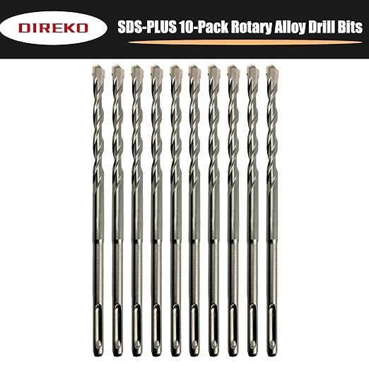 Generic Direko 10 Piece Carbide-Tipped SDS-Plus Rotary Hammer Drill Bit Set Length 6"",Twist Drill 1/4"",for Masonry，Concrete,Brick Granite etc.