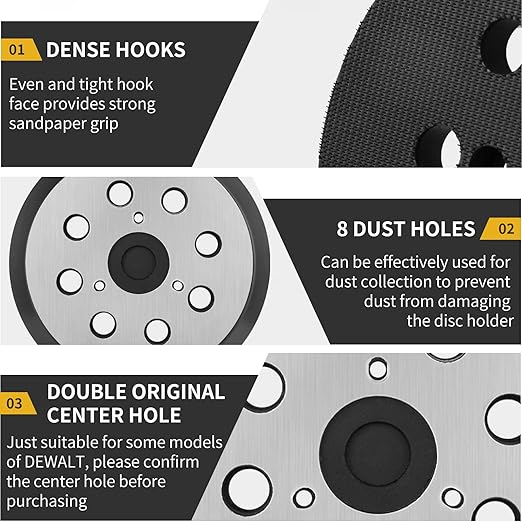 5" 8 Hole Hook & Loop Metal Orbital Sander Replacement Pads Compatible with Makita Sander BO5010 BO5030K BO5031K BO5041K, 2 Pack
