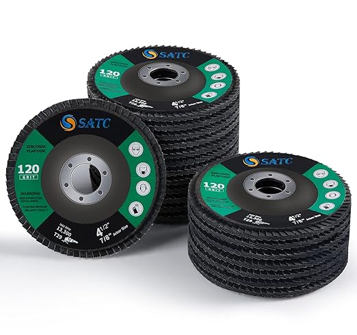 S SATC Flap Discs 120 Grit Grinding Wheel 4.5" x 7/8" Angle Grinder Sanding Disc Abrasive Grinding Disc Type 29（20 Pack）