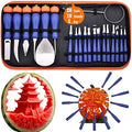 Pumpkin Carving Kit Heavy Duty Stainless Steel Tools with Carrying Case (Total 31 Pieces) Pumpkin Carver Pumpkin Sculpting Set Halloween Party Decorating Gift for Adults (Blue)