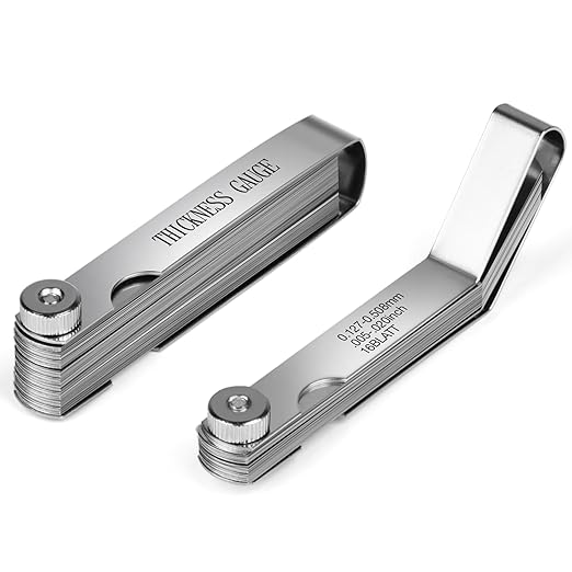 2PS Stainless Steel Feeler Gauge Set, 32 Blades Feeler Gauge & 16 Blades Offset Thickness Gauge with Standard SAE/Metric Angled & Straight Gap Tools for Valves, Spark Plugs | Laser-Etched