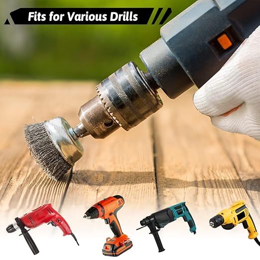 Double Elite Wire Brush for Drill Set 21 Pcs, Abrasive Wire Wheel for Drill 1/4 Inch Hex Shank, Wire Cup Brush for Drill, Drill Wire Brush Coarse Crimped Carbon Steel, Wire Brush Drill Attachments