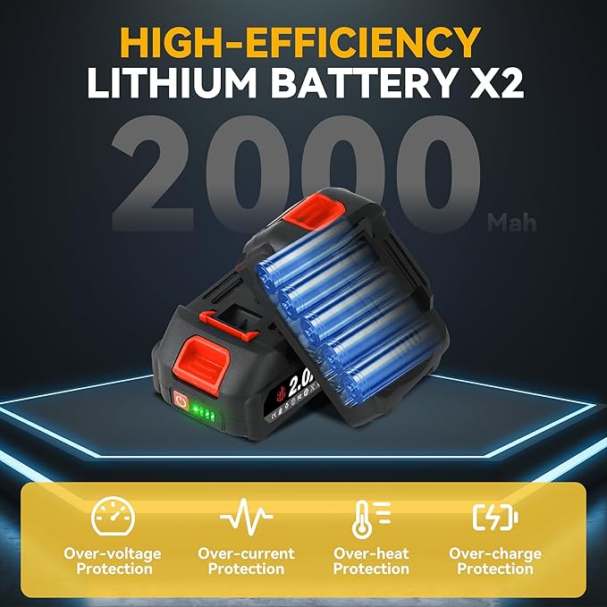 21V Power Drill Set with LED Digital Display, 118PCS Cordless Drill Kit with 2 x 2.0Ah Battery, Tool Set with Electric Drill, 0-1600RMP, Power Tool Kit for Men Women Office Repair Maintain