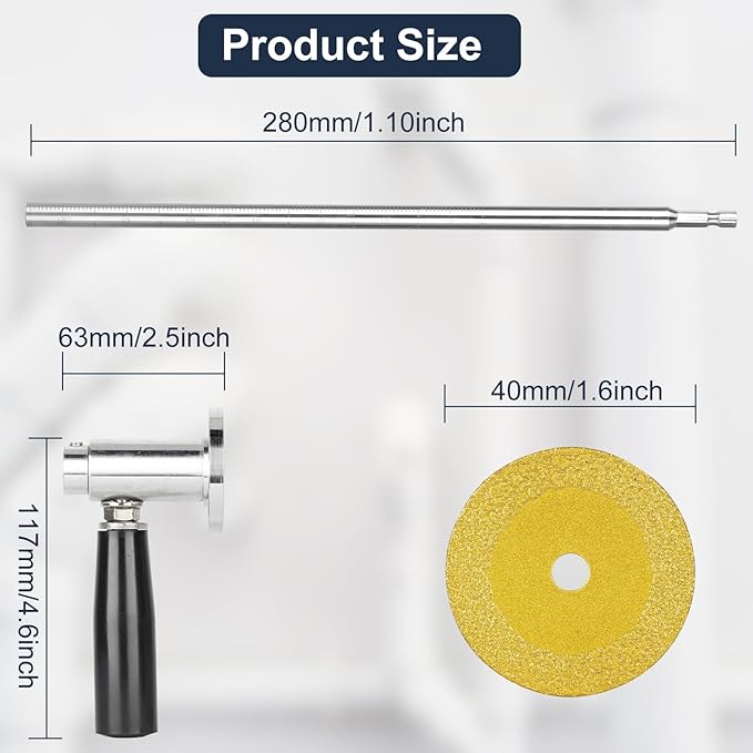Inside Pipe Cutter for PVC Pipe with Diamond Grit Cutting Wheel and Handle, Fit for 1-1/2 Inch to 8 Inch,7 Inch Adjustable Cutting Depth,1/4in Hex Shank Fit for Impact Drivers