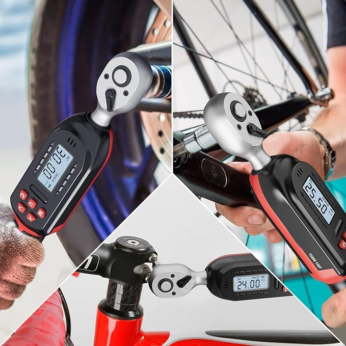1/4 Inch Digital Torque Wrench, 1.1-22.1 Ft-lbs/1.5-30Nm, with Preset Values, 2% Accuracy, Buzzer and LED Notification, Small Electronic Torque Wrench for Bicycles
