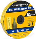 haisstronica 3:1 Heat Shrink Tubing, Shrink Ratio Adhesive Lined Marine Grade Heat Shrink Tube for Home, Automotive and Industrial (Yellow) 65FT 5/8inch