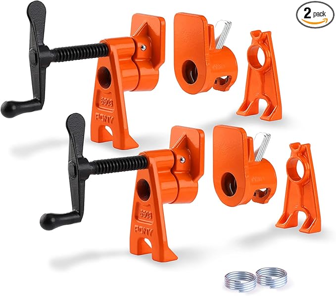 PONY PRO 2-Pack Heavy-Duty Wood Gluing Pipe Clamp Fixture for 3/4 Inch Black Pipe