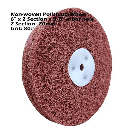 4PC 6 Inch x 2 Section Satin Non Woven Abrasive Polishing Wheel Kit for Bench Grinder, 3/8 Inch Arbor Hole, Includes Each 1PC 80#, 120#, 180# and 320#