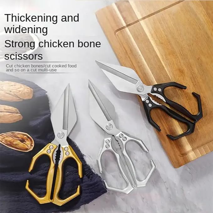 Multi-Purpose Kitchen Scissors,stainless steel scissors,Poultry Shears,Sharpeners Bottle Openers Zester and More Stainless Steel,for opening cans and heavy duty poultry cutting (Red)