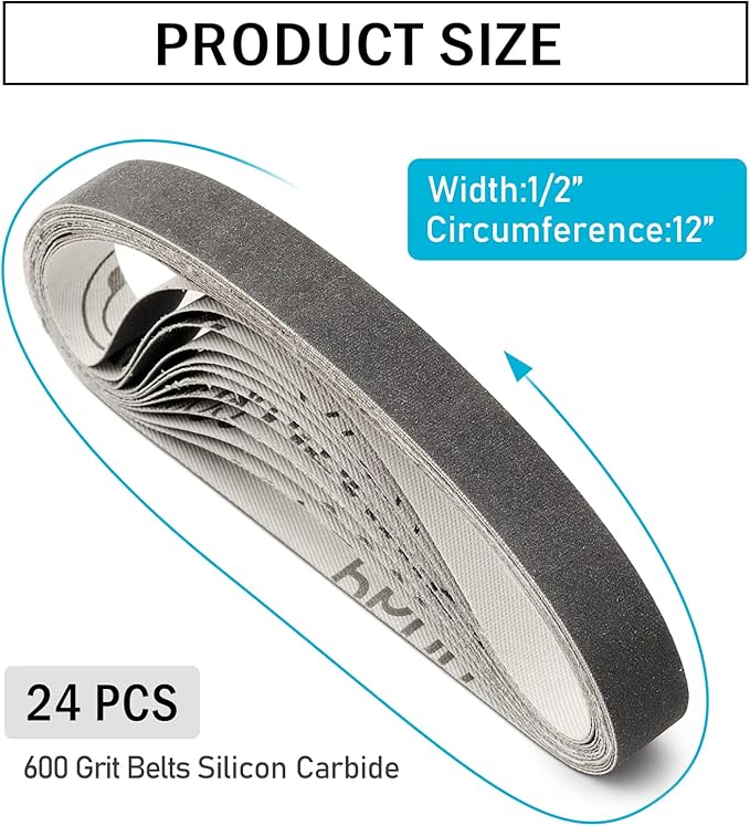 1/2" x 12" Knife Sharpener Sanding Belts,600 Fine Grit Knife Sharpening Belt for Official Work Sharp Knife & Tool Sharpener (WSKTS & WSKTS-KT/Mk.1 & Mk.2)