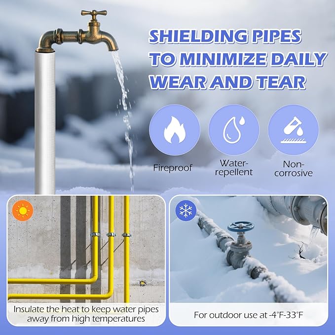 10 Pack Self-Adhesive Pipe Insulation Sleeve, Pre-Slit Foam Tube with Aluminum Foil Cover for Winter, Spigot, Sprinkler, Water Heater Pipes, Scratch-Proof and Non-Corrosive (Silver, 1.3 Ft x1/2 Inch)