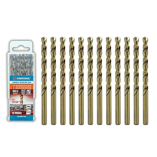 17/64 inch Cobalt Drill Bits (12Pcs), M35 HSS Metal Jobber Length Twist Drill Bit Set for Hard Metal, Stainless Steel, Iron, Copper, Aluminium, Brass, Plastic & Wood