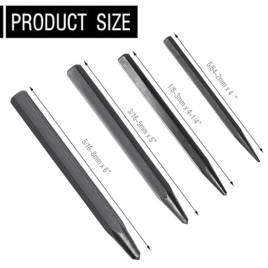 62215 Center Punch Set, Center Punch Metal Center Punch Tool 4-Piece Set