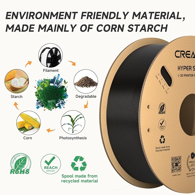Creality Hyper PLA Filament 1.75mm Black & Grey 2KG, 30-600mm/s High Speed PLA 3D Printer Filament, 2 Pack 1kg Spool(2.2lbs) PLA, Dimensional Accuracy +/-0.02mm, Fit Most FDM 3D Printer