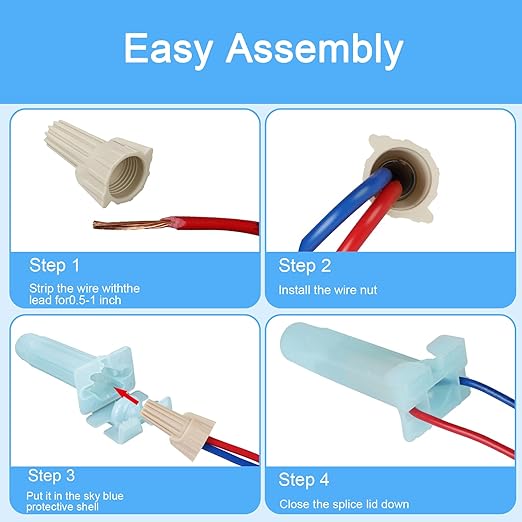 25 Pack Waterproof Direct Bury Wire Cable Splice Kit 22AWG-10AWG,Outdoor Seal Electrical Nuts Caps Cable Terminal Connector for Landscape Light, Irrigation Valves, Wet Location Installation
