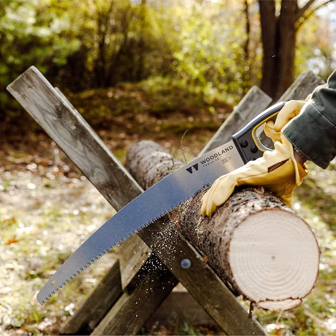 Woodland Tools Super Duty D-Handle Pruning Saw – Curved Tree Saw with Hardened Steel Blade, Aggressive Teeth, Non Slip Grip – Manual Tool for Limb Cutting, Branch Removal, and Yard Work