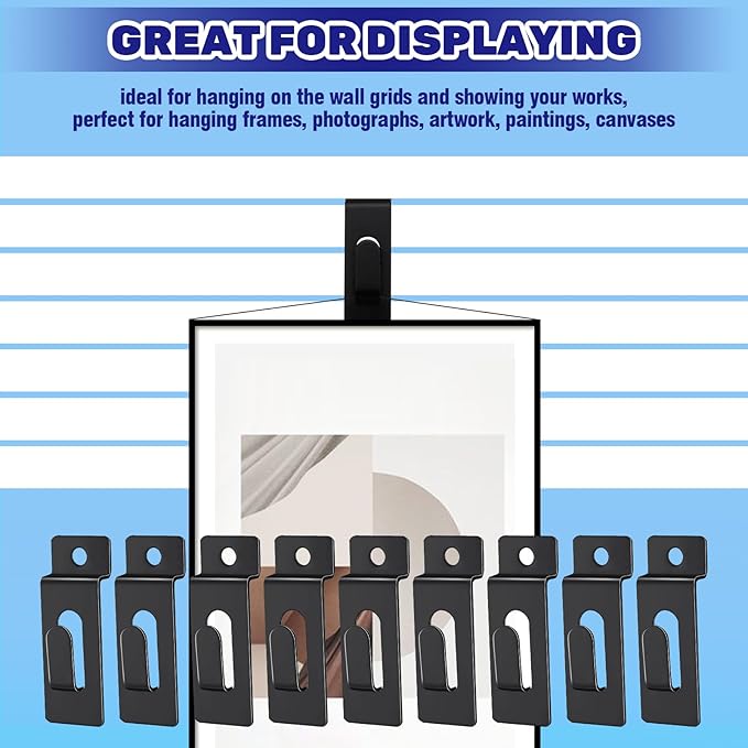 30Pcs Slatwall Utility Notch Hooks, Slat Wall Picture Display Hooks Hanger Panel Shelf Pegboard Slatwall Accessories for Photo Frame Painting Arts Hanging Home Office (Black)