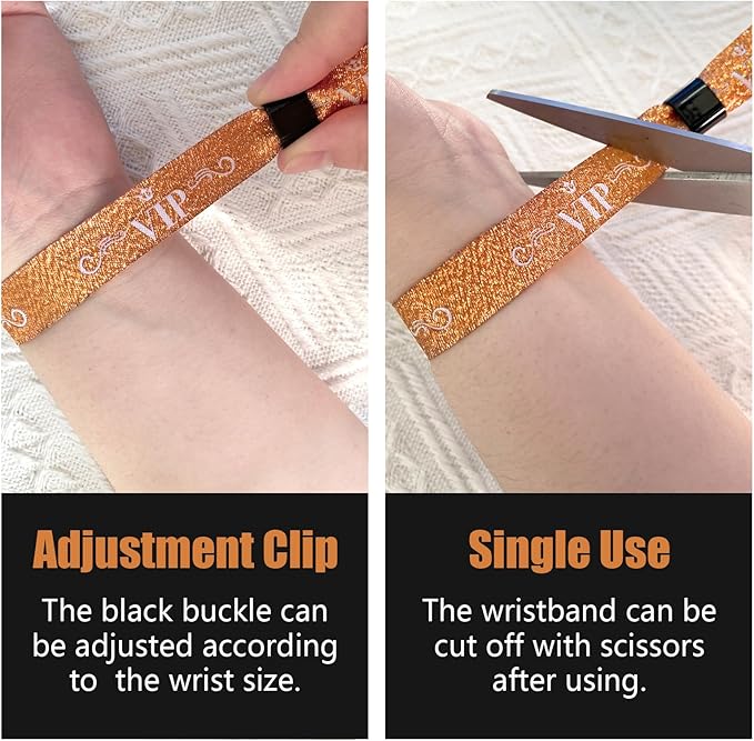 100 Pcs VIP Cloth Event Wristband, Disposable VIP Wristbands for Events, Colored VIP Wristbands Events,for Lightweight Concert,Club Entrance Wrist Strap Party Wristband Event (Color : Orange Gold)
