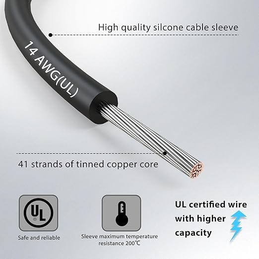 14 Gauge 2pcs/10Ft Alligator Clips Electrical with Wires UL3135, Heavy Duty Silicone Test Leads Set Jumper Wires Kit for Testing - EDGELEC
