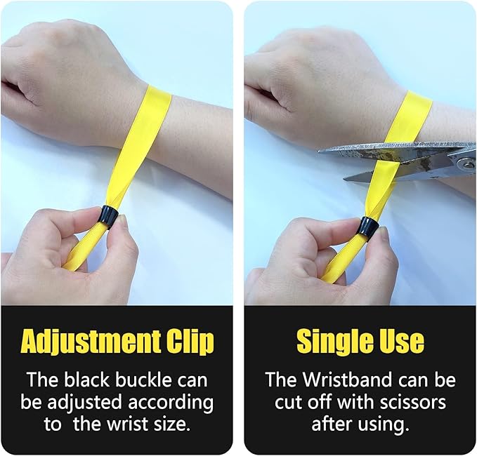 100 Pcs Cloth Wristbands, Disposable for Events, Colored Lightweight Concert Club Entrance Wrist Strap Party (Yellow)