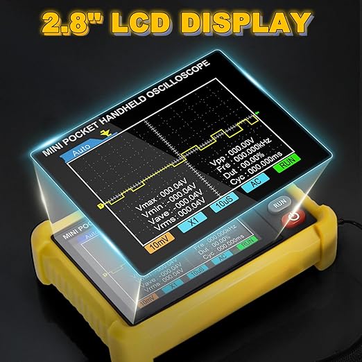 Mini Handheld Oscilloscope Kit, 2.5MS/s Portable Pocket Oscilloscope Multimeter,250KHz Bandwidth, 2.8" TFT Display,USB Rechargeable, Advanced Auto Trigger System, Portable for Fieldwork