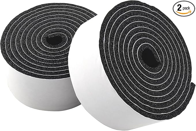 Pipe Insulation Foam Tape Self Adhesive Outdoor Weather Resistant Water Pipe Wrap, Sponge Strip for Water Pipes, Pipe Wrap Insulation (1/5 Inch Thick x 2 Inch Wide x 6.5 Feet Long)